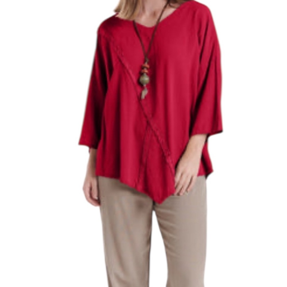 Oh My Gauze! "Aruba" Cotton Gauze Top in Brick Red 2(L/XL)